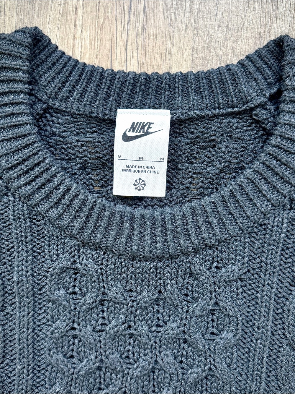 Nike Life Cable Knit Sweater Black M DQ5176-010 - Picture 6 of 7